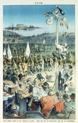 Erstes jährliches Picknick der Knights of Labor - mehr Spaß für die Zuschauer als für die Darsteller, 1882